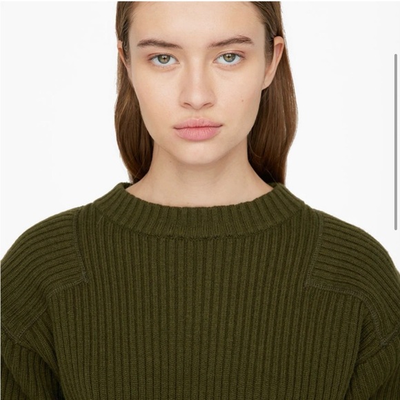 Anine Bing Aurora Crewneck Army Green Sweater NWT XS - Picture 2 of 5